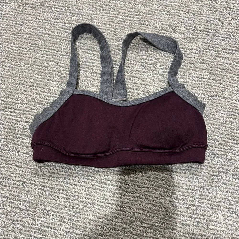 Gray and Purple Women's Sports Bra